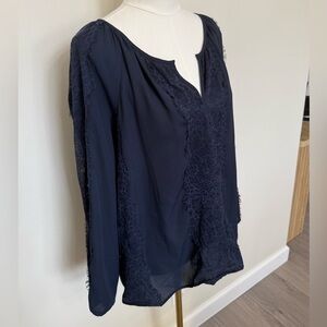 INC International Concepts Navy Lace Blouse